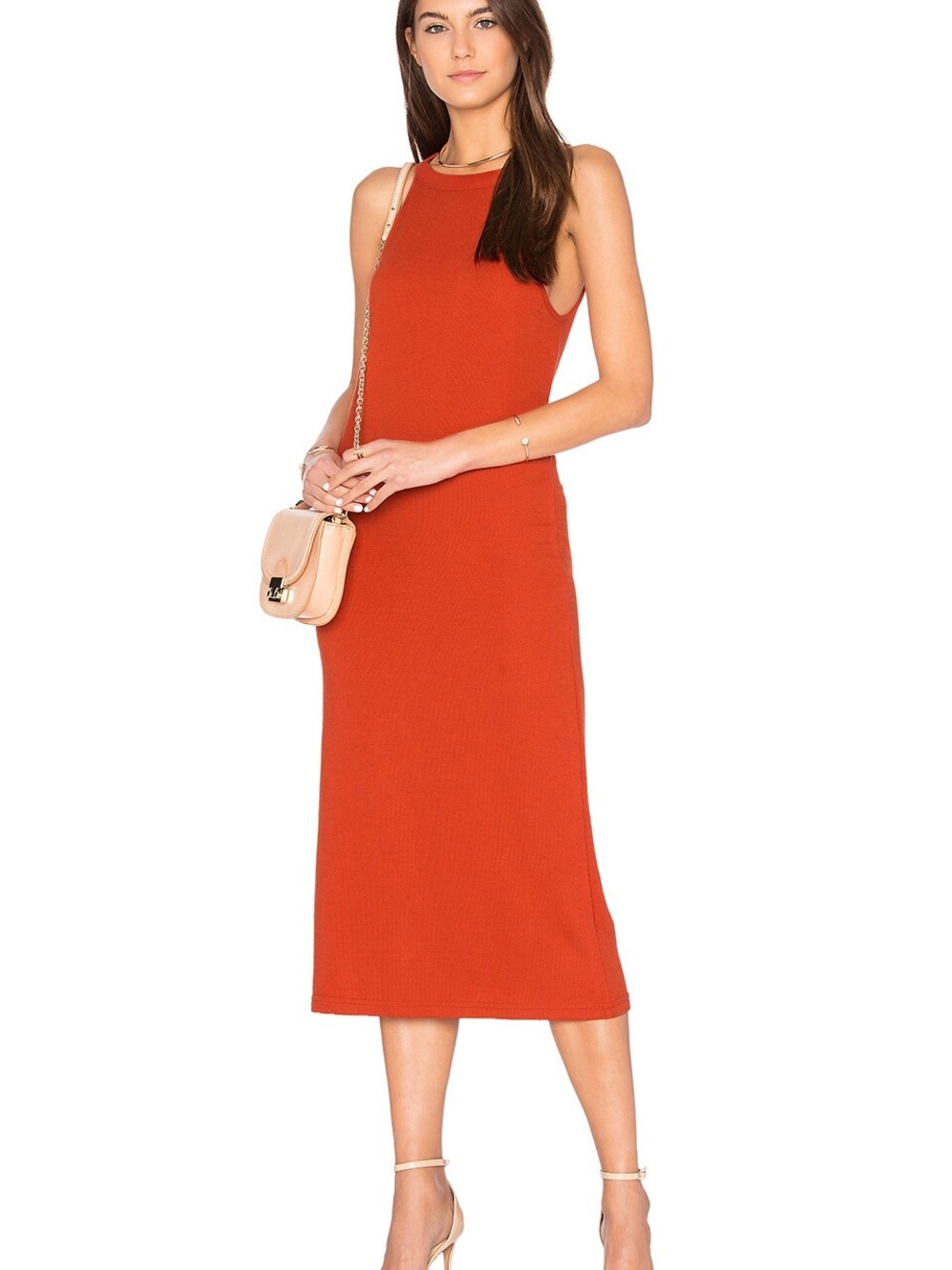 The Fifth Label Midi Dress in Rust Orange